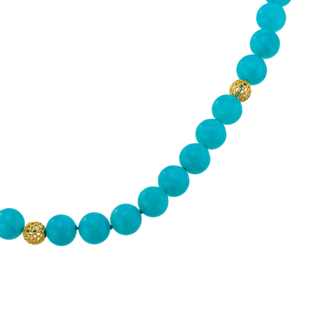 Green Jade 10mm Beaded Necklace N153188-A a