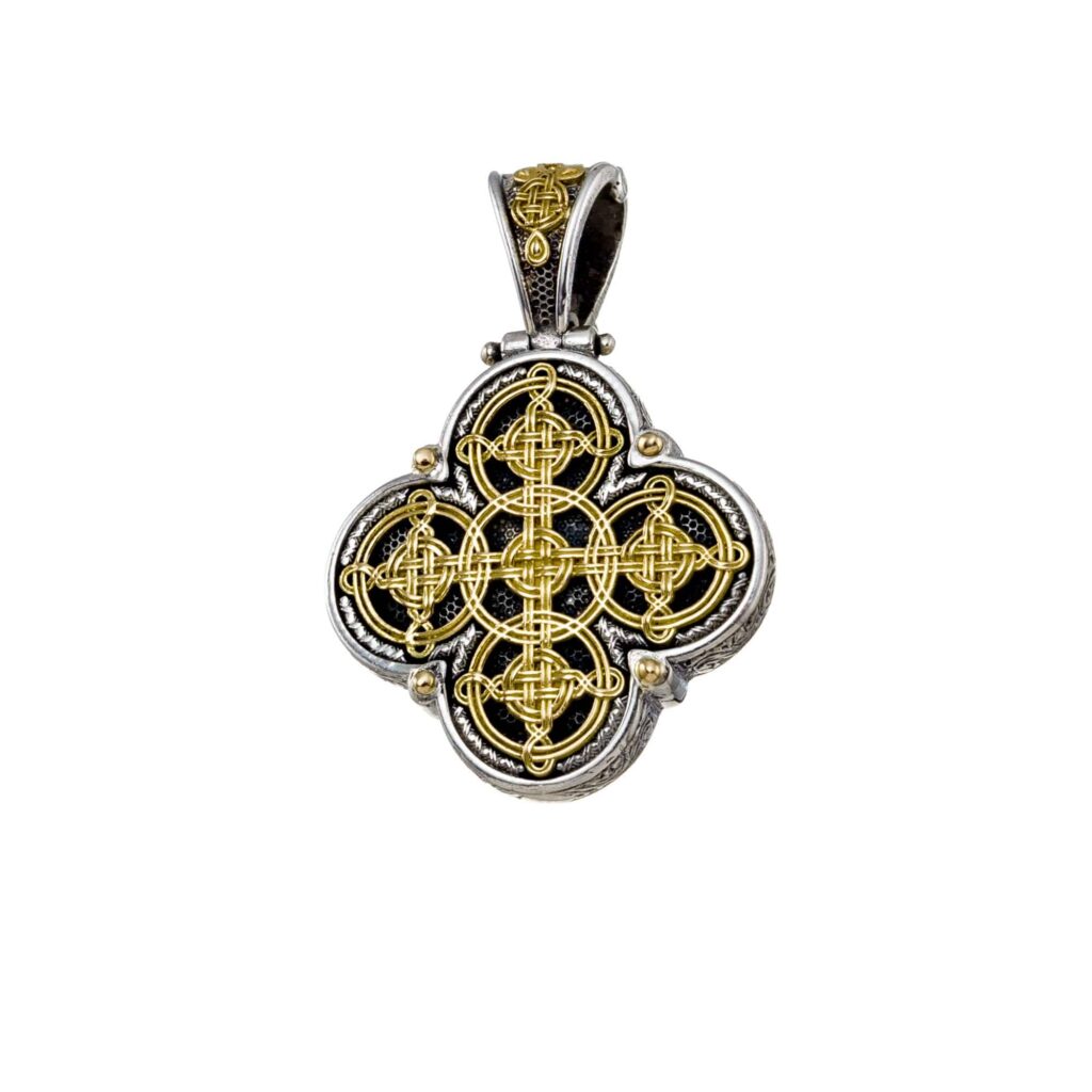 Men’s Filigree Cross Pendant in 18k Gold and Silver 5379 a
