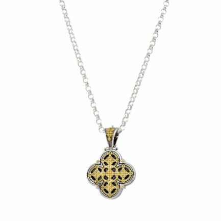 Men’s Filigree Cross Pendant in 18k Gold and Silver 5379