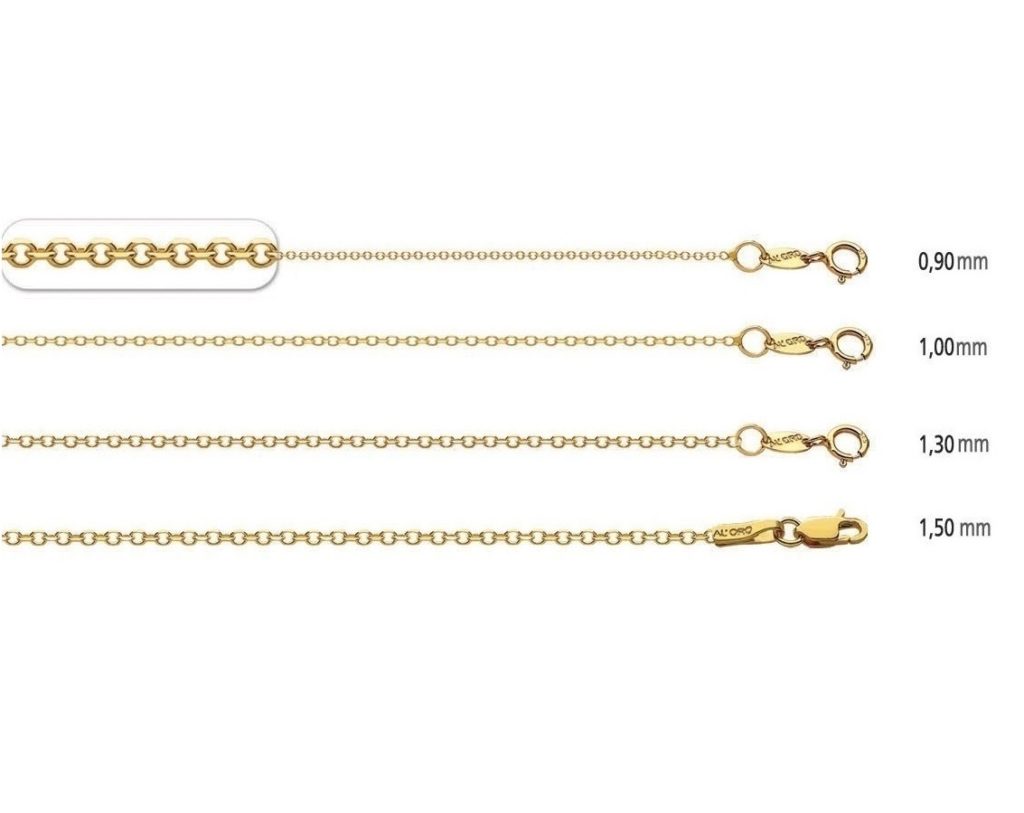14k Yellow Gold 0.9mm Diamond Cut Rolo Chain