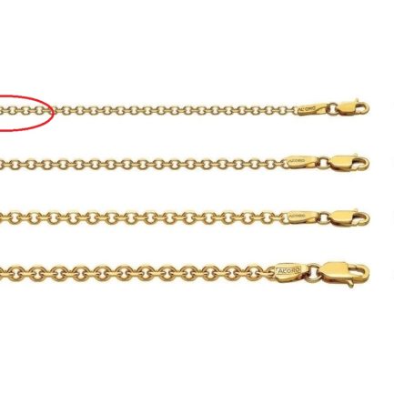 1.9mm Rolo Chain Diamond Cut 14kYellow Gold