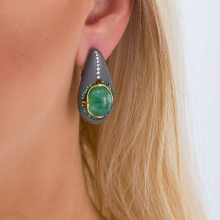 Tear Drop Earrings Titanium and Yellow Gold k18