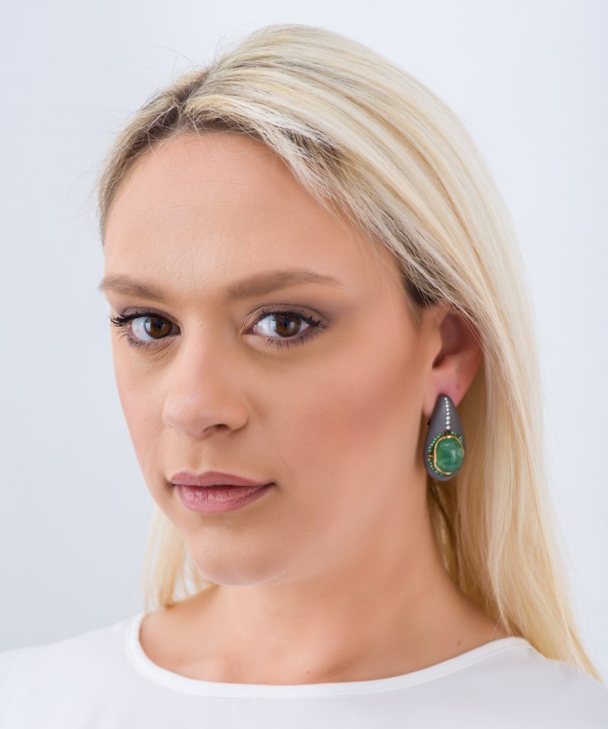 Tear Drop Earrings Titanium and Yellow Gold k18