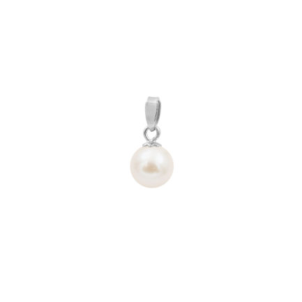14k White Gold Akoya Pearl Pendant Round AAAA 6-6.5mm