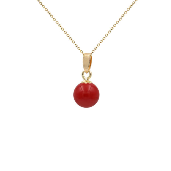 8mm Coral Pendant Necklace in 14k Yellow Gold N153211-PE