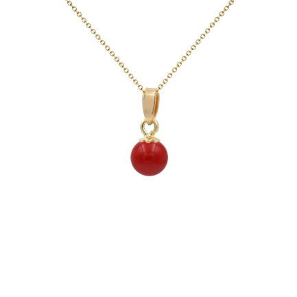 6mm Coral Pendant Necklace in 14k Yellow Gold N153218-PE