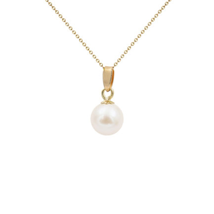 Japanese Akoya Pearl 6.5-7mm AAAA Round 14k Gold Pendants N153220-PE