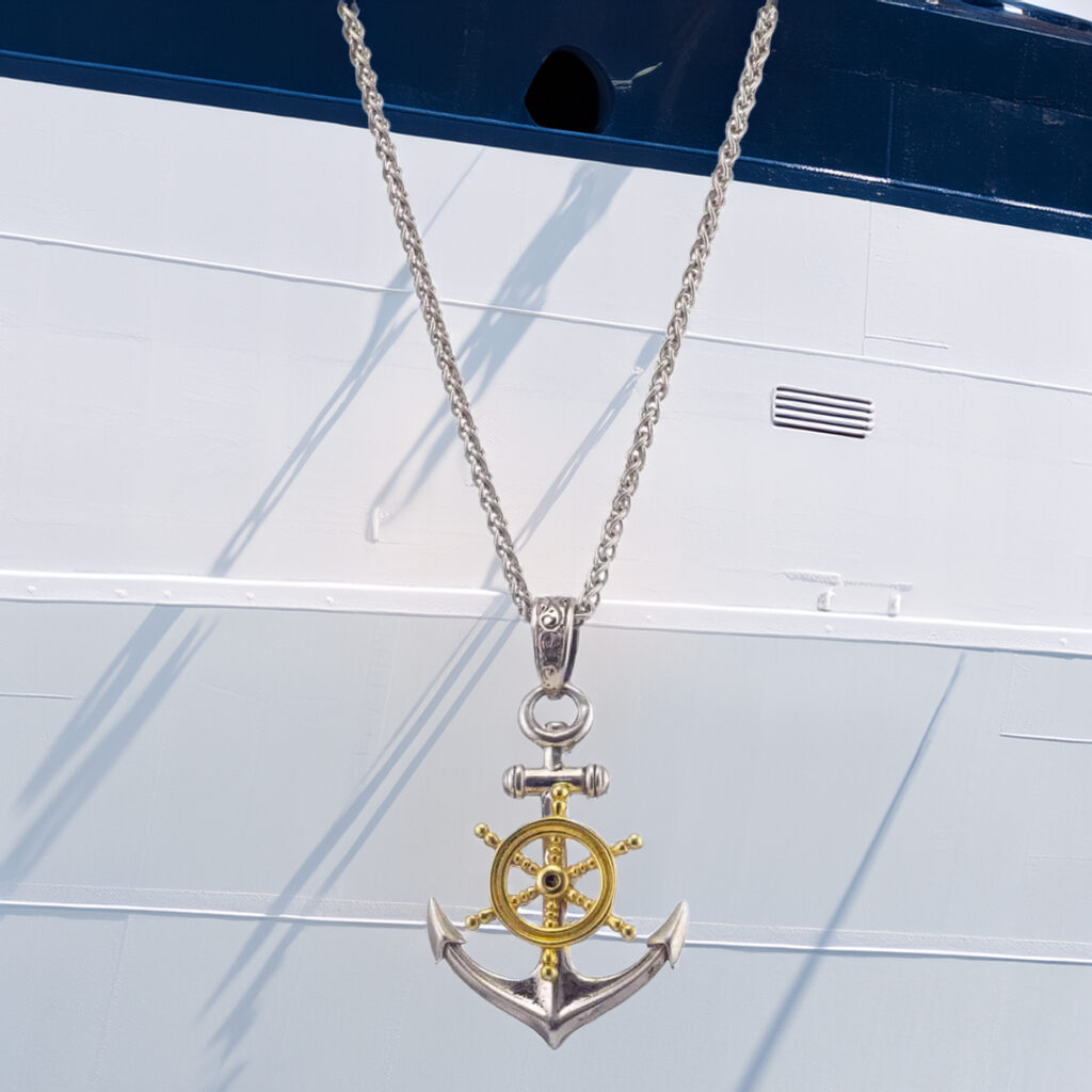 Anchor Ships Wheel Pendant for Men 3401
