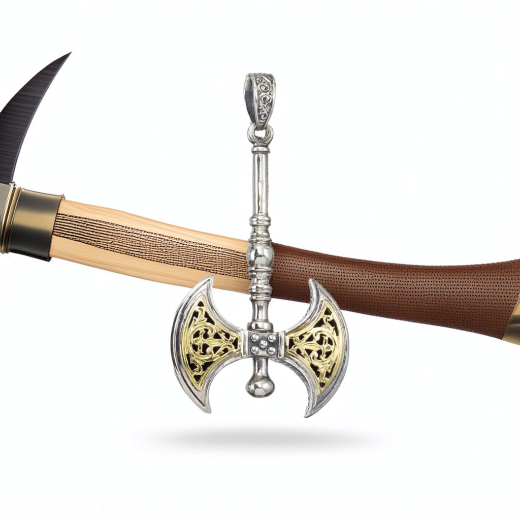Minoan Double Axe Men’s Pendant 18k Gold and silver 3250