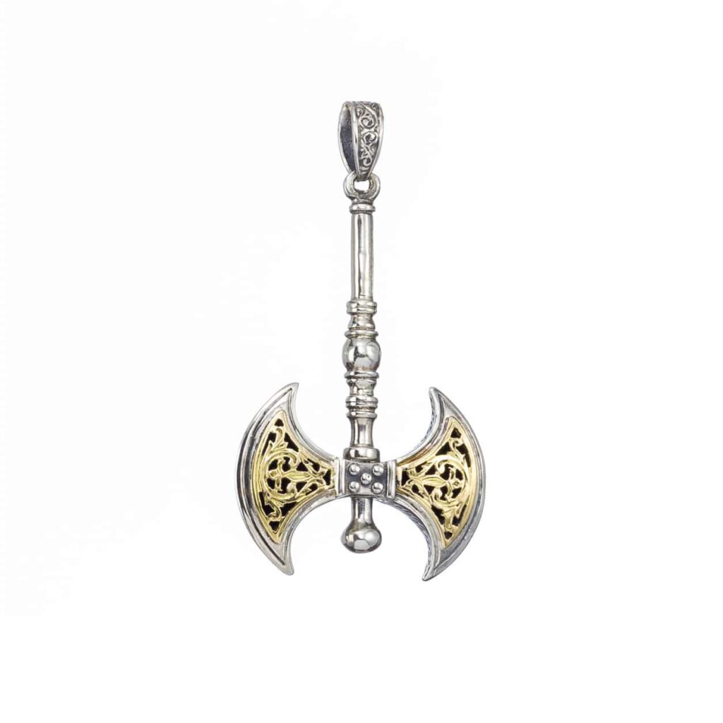 Minoan Double Axe Men’s Pendant 18k Gold and silver 3250 b