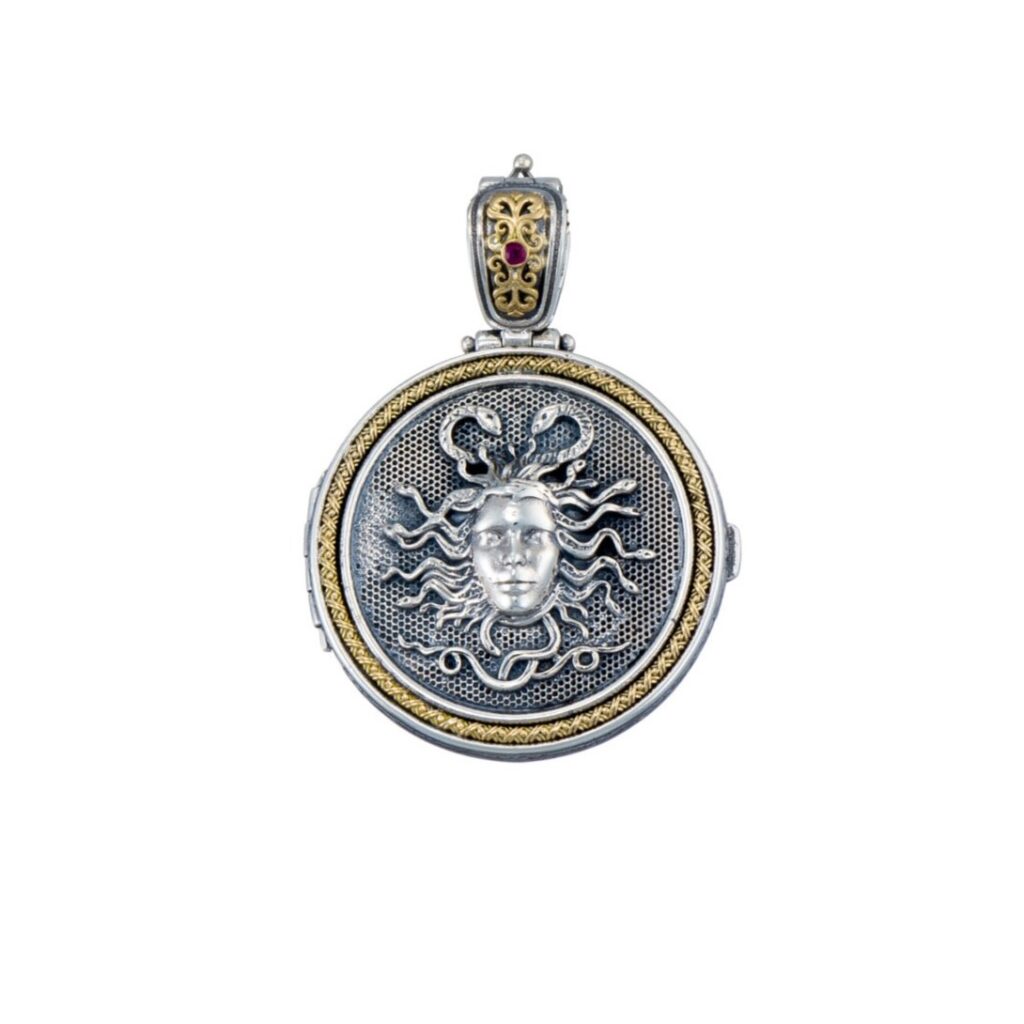 Ancient Medusa Round Locket Pendant Photo Remembrance