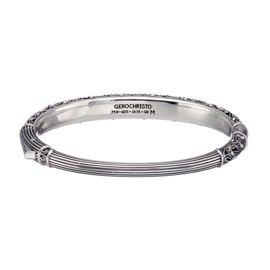 Handcrafted Silver Bracelet with Blue Topaz and 18k Gold