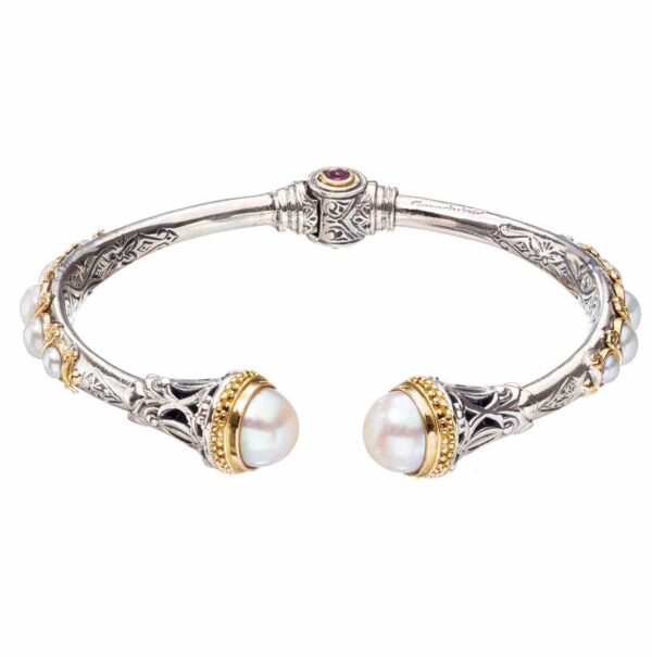 Pearls Cuff Bracelet in 18k Gold and Silver 6345