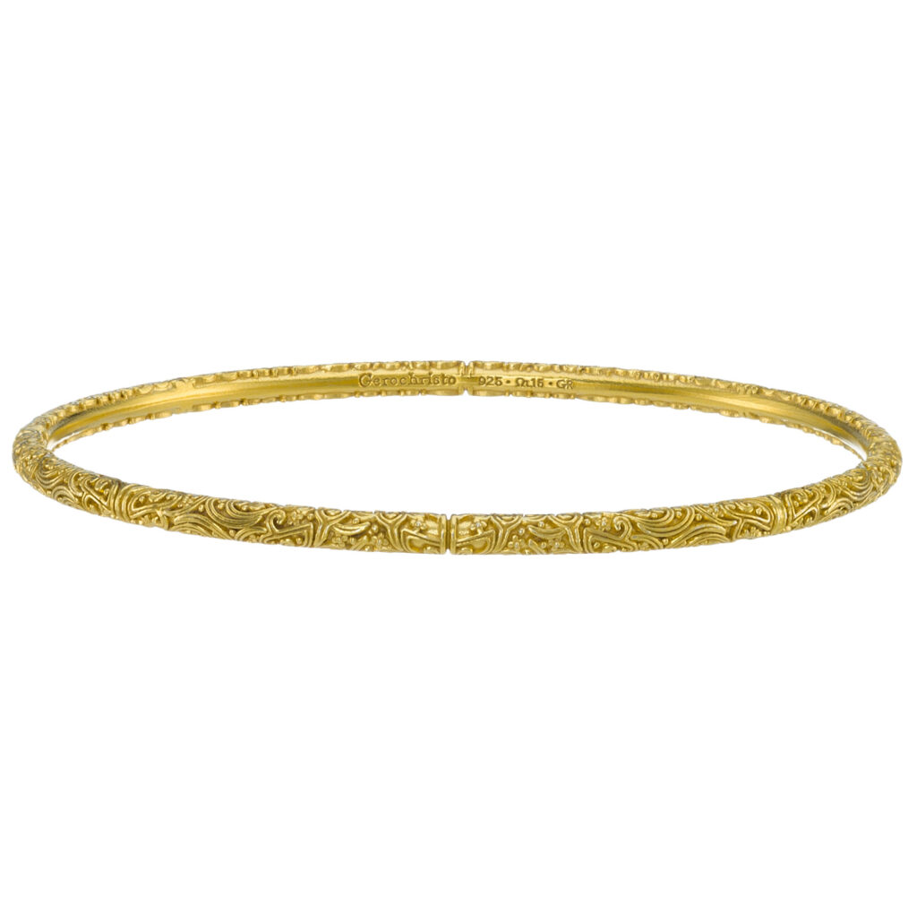 Thin Bangle Bracelet 3mm in Gold plated Sterling Silver 6496
