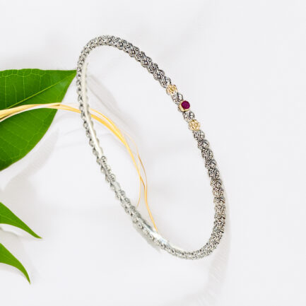 Thin Bangle Bracelet in 18k Gold and Silver 6580