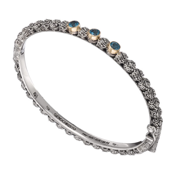 Thin Bracelet Triple Stones in k18 Gold and Sterling Silver