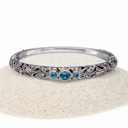 Triple Stones Oval Bracelet in 18k Yellow Gold and Silver 925