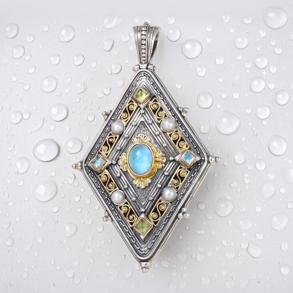 Byzantine Pendant in 18k Gold and Silver - 3001