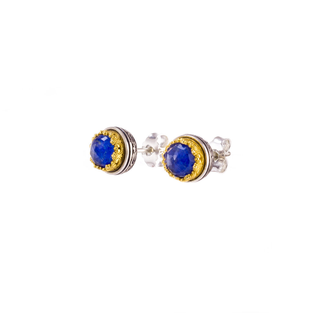 Crown Small Stud Earrings in Silver 1708 gplated lapis
