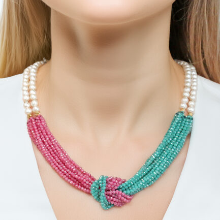 Luxury Pearl and agate necklace N153259-PE