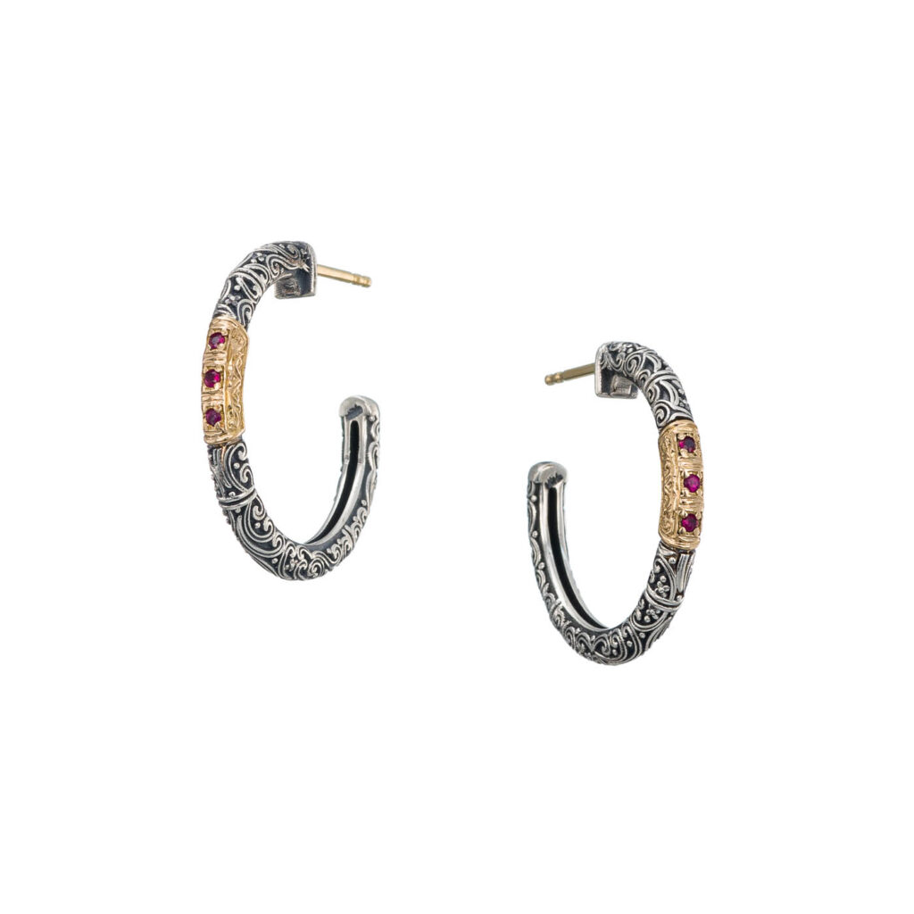 Hoop Earrings in 18k Gold and Silver ruby 1998 a