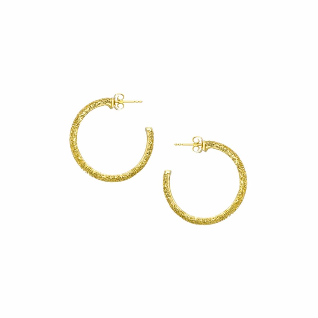 Medium Hoop Earrings 2.5cm in Gold plated Sterling Silver 925