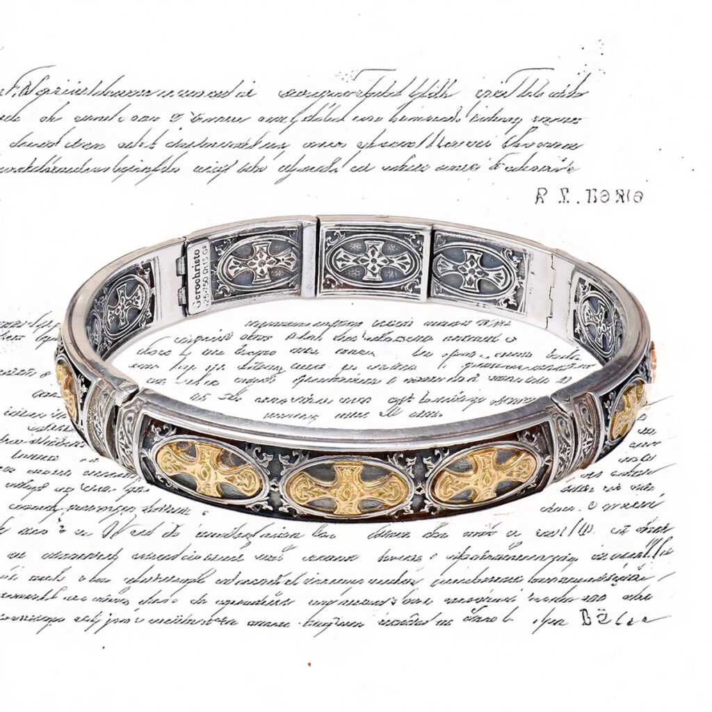 Cross Byzantine Bracelet in k18 Gold and Silver 6050