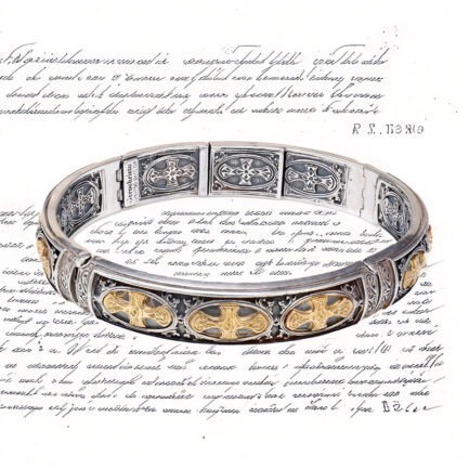 Cross Byzantine Bracelet in k18 Gold and Silver 6050