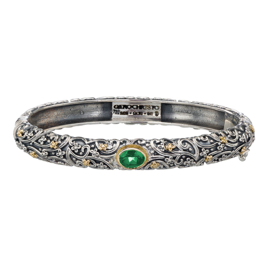 Oval bracelet in 18K Gold and Silver 6442 peridot