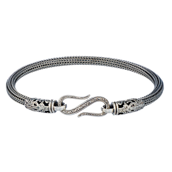 Braided Chain Bracelet with Ornate End Caps