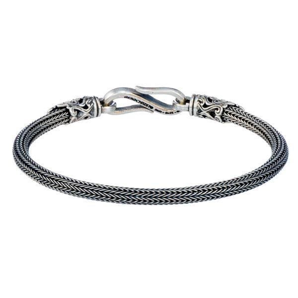 Braided Chain Bracelet with Ornate End Caps
