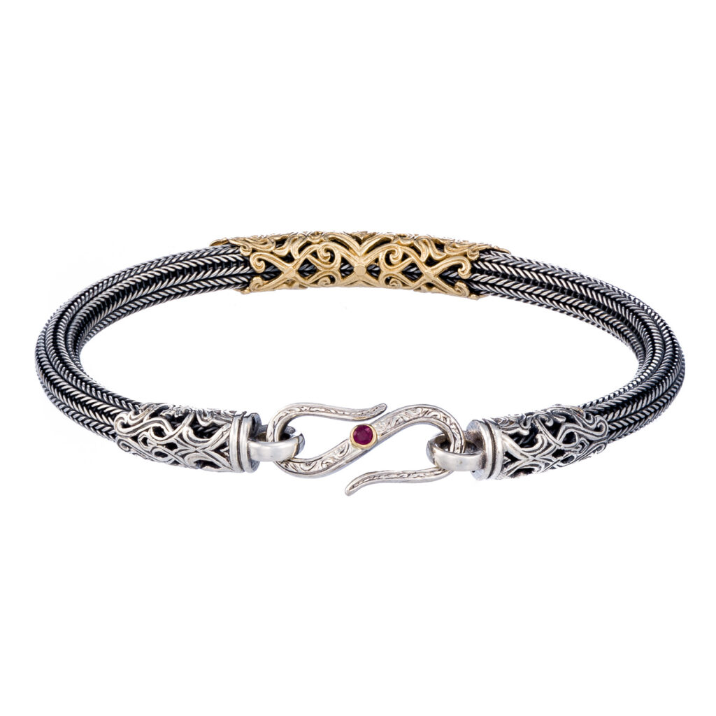 Braided Floral Chain Bracelet in Gold and Silver