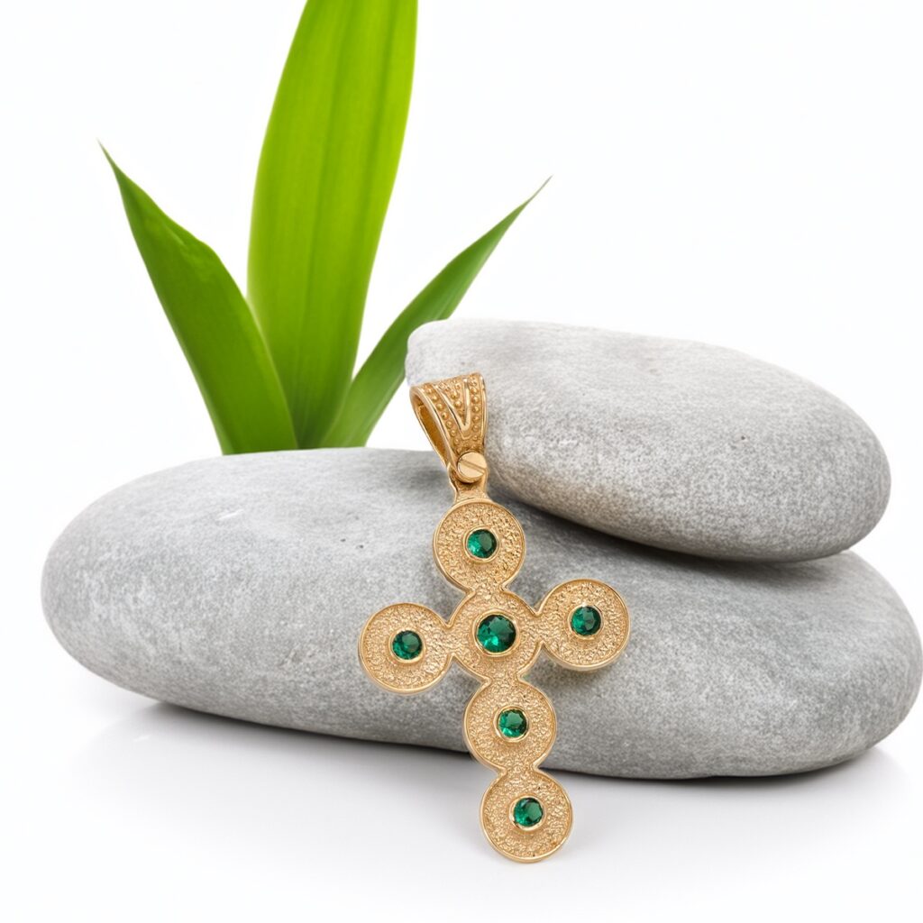 Byzantine Pendant Cross in 14k Gold