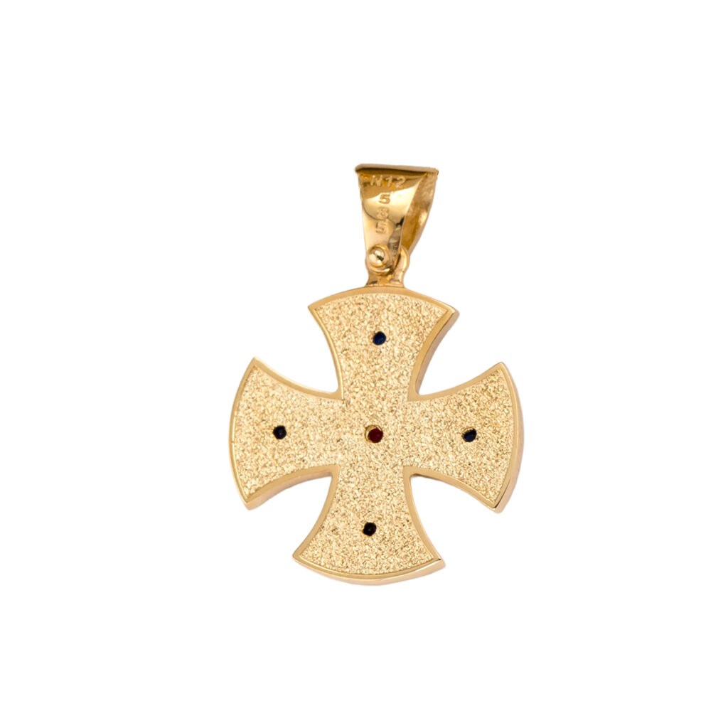 Maltese Cross with Multi Stones in k14 Gold