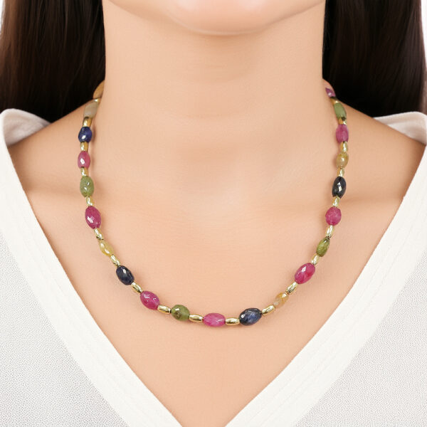 Multi Collor Sapphire necklace 7.0x9.0mm K18