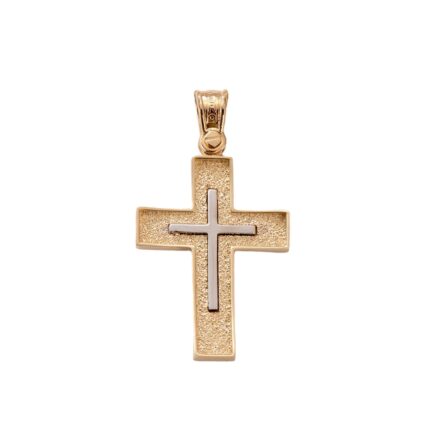 Two Tone Gold Cross Pendant k14
