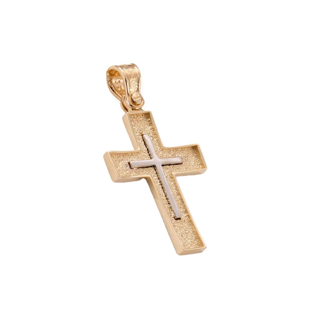 Two Tone Gold Cross Pendant k14