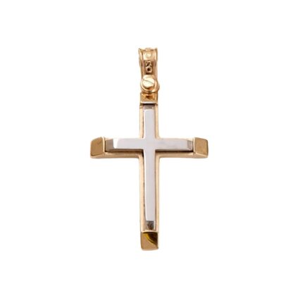 Two Tones Gold Necklace Faith Pendant