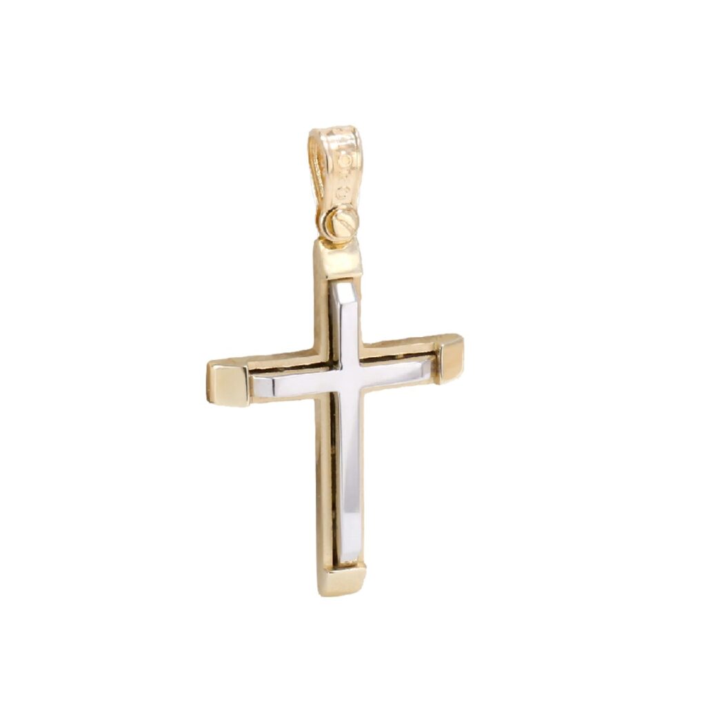 Two Tones Gold Necklace Faith Pendant