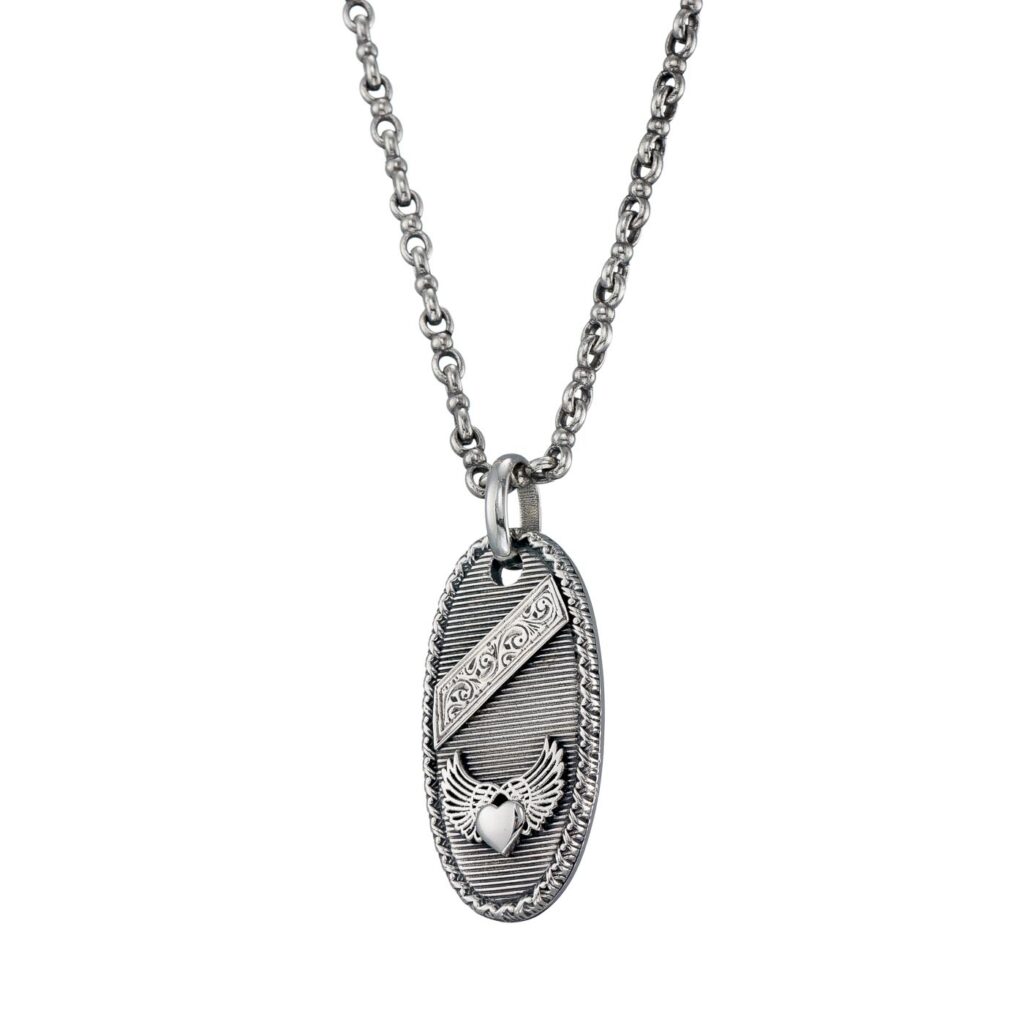 Winged Heart Talisman Pendant in Sterling Silver 925