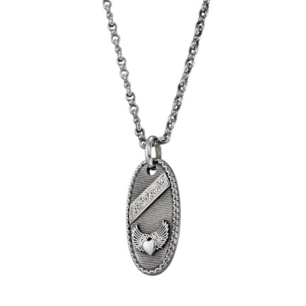 Winged Heart Talisman Pendant in Sterling Silver 925