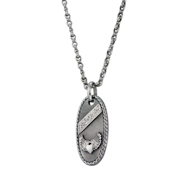 Winged Heart Talisman Pendant in Sterling Silver 925